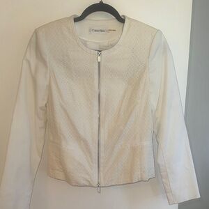 Calvin Klein Women's White and Cream Blazer